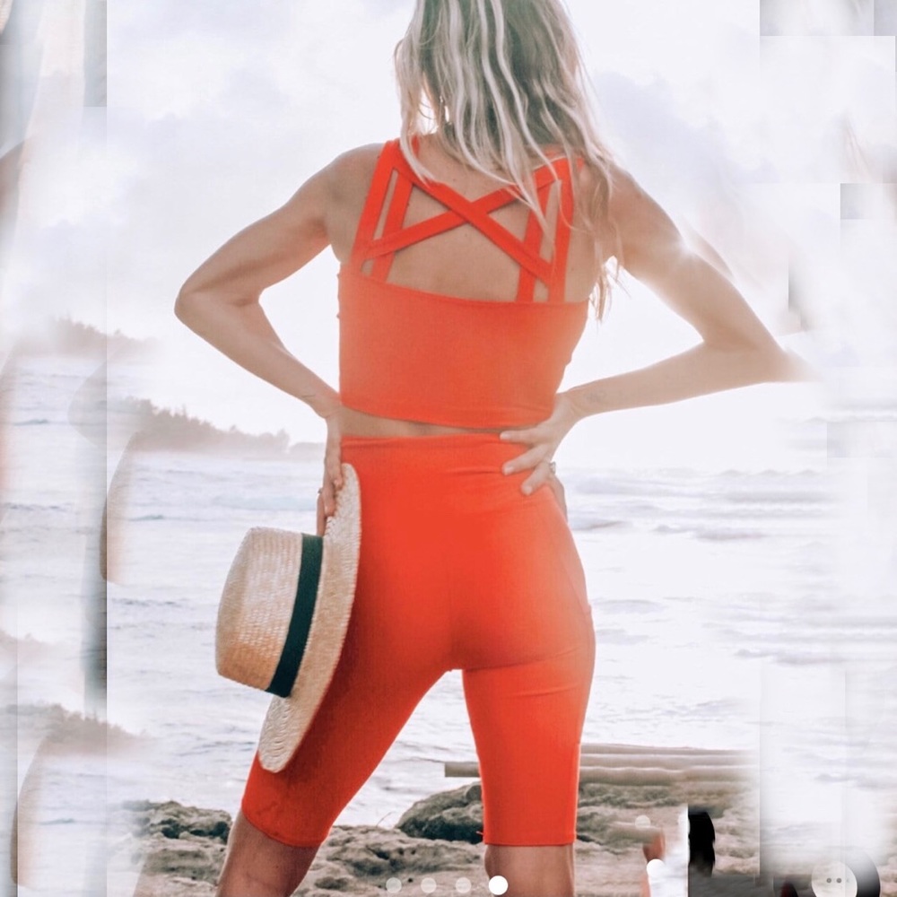 Wolven Threads Cayenne Set-Cross Top, Bike Shorts